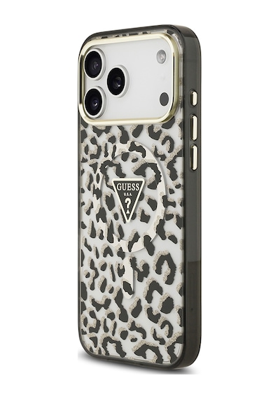 Apple Uyumlu iPhone 17 Pro Max Kılıf Guess Lisanslı M-safeli Üçgen Logolu Simli Leopar Desenli Kapak Siyah Siyah Apple Uyumlu iPhone 17 Pro Max Kılıf Guess Lisanslı M-safeli Üçgen Logolu Simli Leopar Desenli Kapak Siyah Siyah