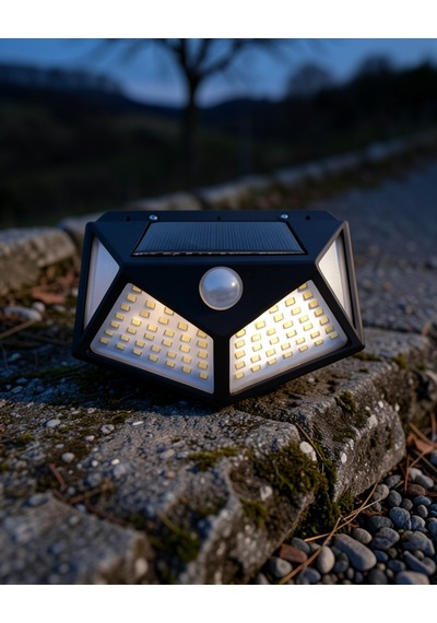 Güneş Enerjili Duvar Lambası 100 Led Uuczduvarlambası Çok Renkli
