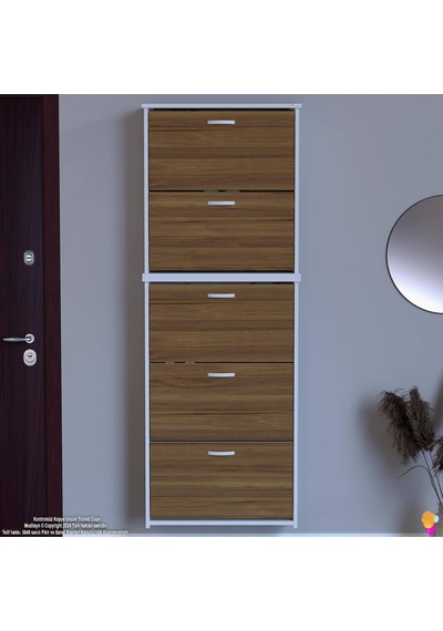 Modilayn Verve Asma Antre 72x194x26 Cm Lik 3 Düşer Kapak 10 Göz Bölmeli Ayakkabılık Beyaz - Ceviz Modilayn Verve Asma Antre 72x194x26 Cm Lik 3 Düşer Kapak 10 Göz Bölmeli Ayakkabılık Beyaz - Ceviz