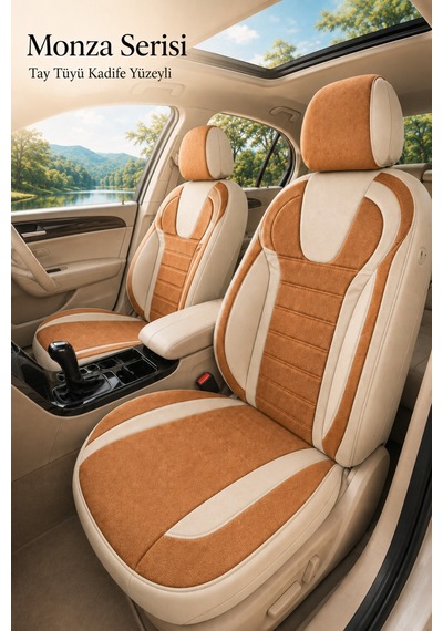 Volvo V40 2012-2019 Uyumlu Monza Serisi Tarçın Bej Oto Koltuk Kılıfı