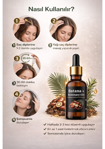 Safvital Batana Yağı Saç Dökülmesine Karşı Güçlendirici & Gürleştirici Bakım Yağı 50 Ml Biberiye+co2