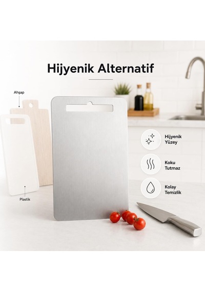 Anti-bakteriyel Çelik Kesme Tahtası, Koku Yapmaz Hijyenik Paslanmaz Mutfak Tahtası, Bulaşık Makinesinde Yıkanabilir Çok Renkli