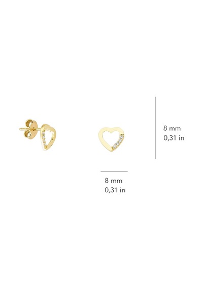 Goldkupe 14 Ayar Taşlı Kalp Altın Küpe 1,09 Gr-177