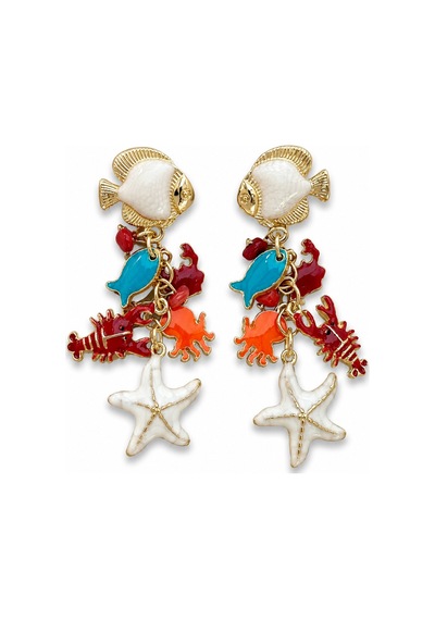 Çelik Balık Charm Küpe Gold 88089459