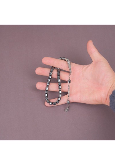 Hematit Taşı Doğal Taş Fıçı Kesim 8x8mm Tesbih