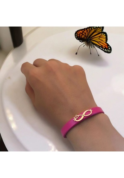 Archin R Harfine Özel 14 Ayar Altın Plakalı Doğal Pembe Derili Sonsuzluk Motifli Hediye Bileklik-617harf R Archin R Harfine Özel 14 Ayar Altın Plakalı Doğal Pembe Derili Sonsuzluk Motifli Hediye Bileklik-617harf R