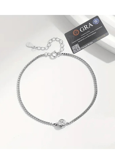 0.30 Karat Yuvarlak Moissanite Taşlı Kadın Gümüş Bileklik Gümüş
