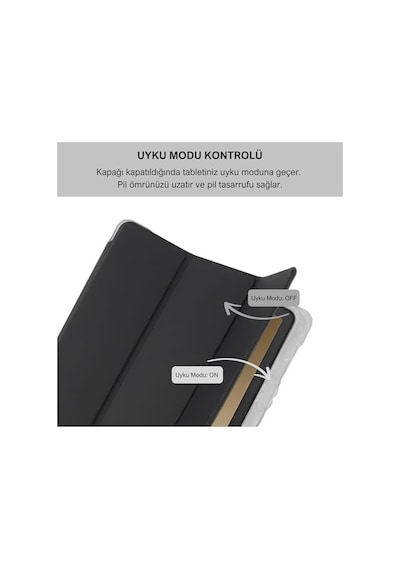Galaxy Tab A9+ Plus 11 İnç Uyumlu Smart Kılıf, S Pen Kalemlikli, Trifold, Esnek, Mat, Darbeye Tam Dayanıklı Tablet Kılıfı Siyah