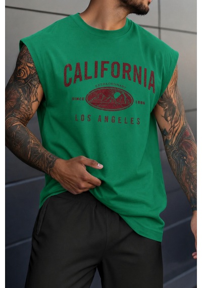 Cool Tarz Erkek Oversize Kolsuz Tişört %100 Pamuk California Baskılı Bisiklet Yaka Atlet Yeşil Yeşil Cool Tarz Erkek Oversize Kolsuz Tişört %100 Pamuk California Baskılı Bisiklet Yaka Atlet Yeşil Yeşil