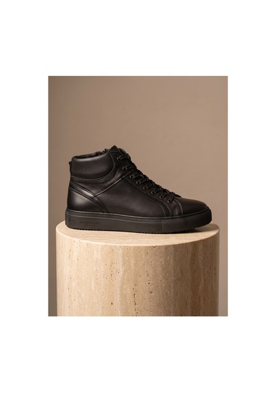 Bafaş Ayakkabı 371035 Siyah Hakiki Dana Derisi Erkek Sneaker