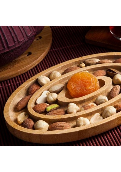Bambum Fufu Oval 3 Bölmeli Kahvaltılık & Çerezlik