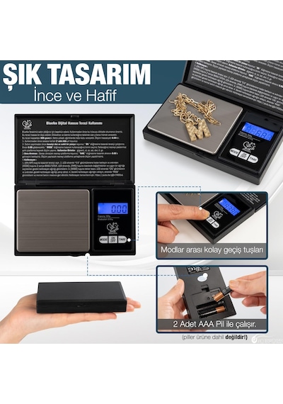 Tartısı - 500g Kapasite 0.01g 7 Ölçü Birimi Dara Fonksiyonu Büyük Ekran Otomatik Kapanma Diğer