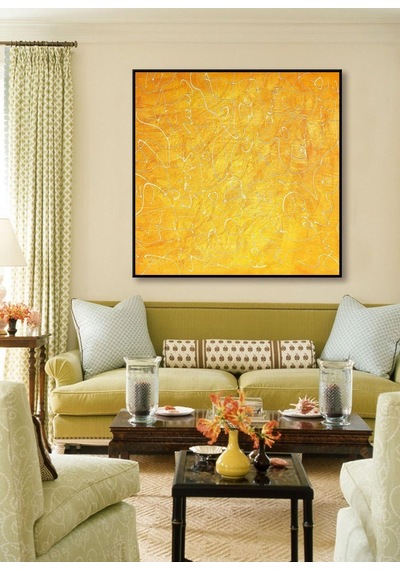Soyut Büyük Boy El Yapımı Yağlı Boya Tablo 95x94cm