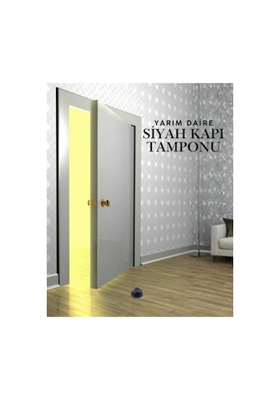 Siyah Yarım Daire Yapışkanlı Kapı Tamponu Kapı Stoperi Metal Kapı Stopu Durdurucu Kapı Kolu Koruyucu