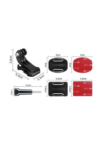 Gplus Bs06kyvj 6 Parça Oval Eğimli Zemin Ve Flat Düz Yüzey Vidalı J-hook Açılı Hızlı Tak Aksiyon Kamera Uyumlu 3m Yapışkanlı Motor Kask Bağlantı Base Seti Siyah