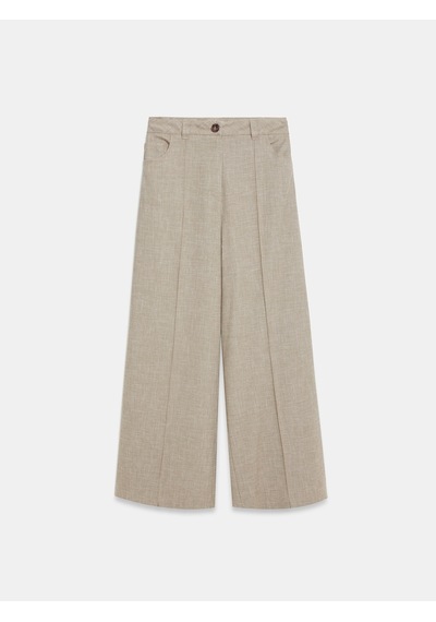 DİLVİN 72728 Keten Karışımlı Geniş Paça Pantolon-bej