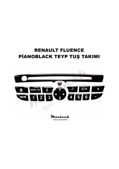 Renault Fluence Teyp Tuş Takımı Pianoblack 2009-2016