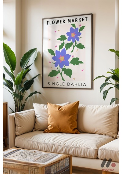 Flower Market Dahlia Posteri, Siyah Çerçeveli Duvar Tablosu - Ev Dekorasyonu