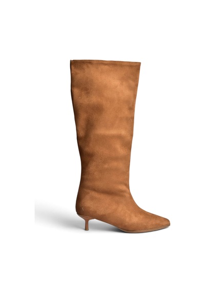 Fox Shoes Z726103402 Taba Süet Kısa İnce Topuklu Kadın Çizme