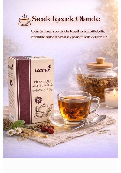 Kiraz Saplı Mısır Püsküllü Bitkisel Karışımlı Çay 60 G 30 Süzen Poşet