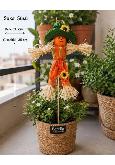 2'li Karışık Korkuluk Saksı Süsü Dekoratif Bahçe Ve Balkon Dekoru 35 Cm