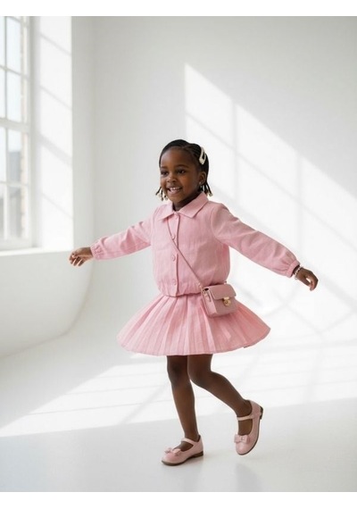 Zekids Kız Çocuk Tasarım Ceket-17171 Pembe