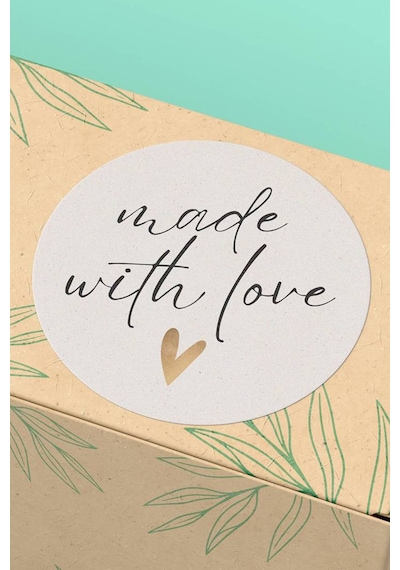 Made With Love Kalpli Beyaz Sticker 3x3cm St2249 Çok Renkli