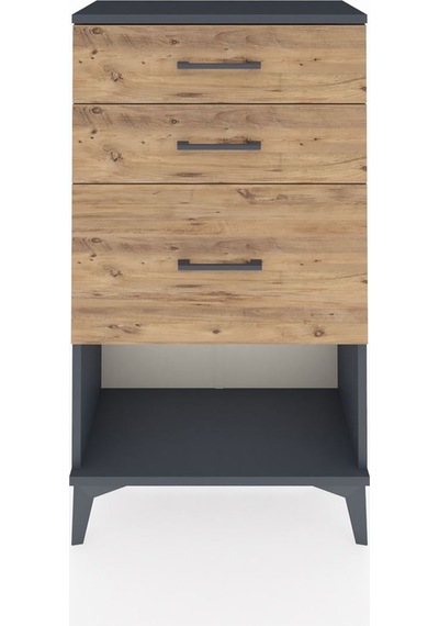 Arges Komodin 3 Çekmeceli 60x30x106 Antrasit-çam Antrasit