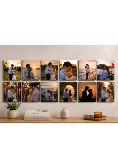 Premium Kişiye Özel 3 Adet Metal Poster Tablo Full Hd Kalite Baskı 20x20 Cm Çok Renkli