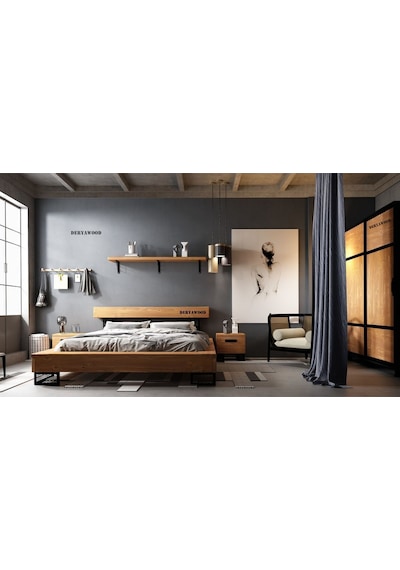 Noz Doğal Ağaç Karyola Çift Kişilik-200x200 Cm- Açık Ceviz Renk