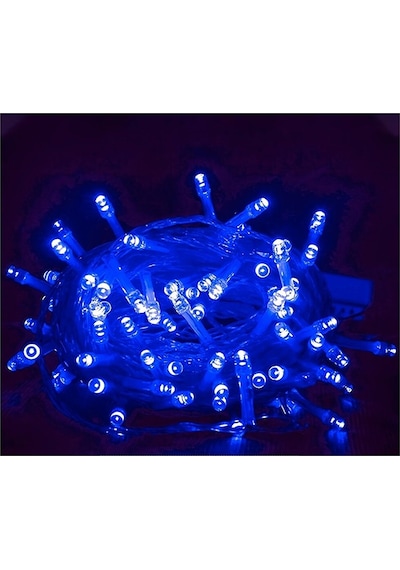 Mor Renk Yılbaşı Ağacı Doğum Günü Parti Led Işık 8 Animasyonlu 100 Ledli 10 Metre Fişli - Mavi