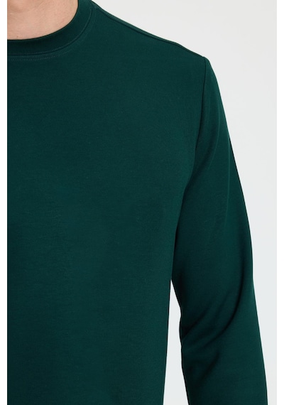 Tudors Erkek Relax Fit Rahat Kesim Uzun Kollu Ekstra Yumuşak Bisiklet Yaka Yeşil Sweatshirt-41873 Yeşil