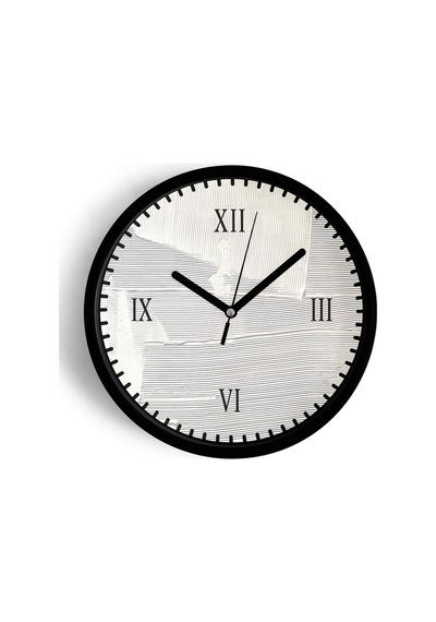 Soyut Modern Dokulu Duvar Saati Duvar Saati - 25cm - Önü Camlı Siyah Kasa - Sessiz Mekanizma-jh0118 Siyah