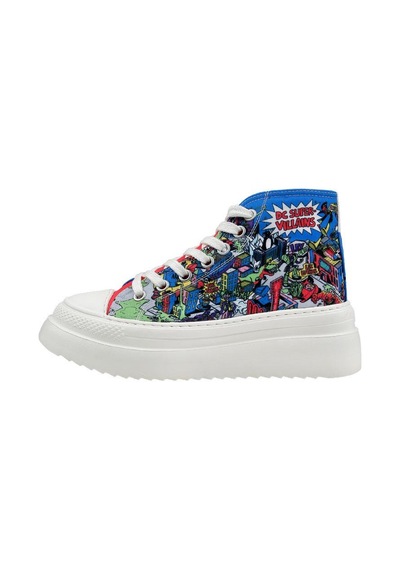 Kadın Vegan Çok Renkli Kalın Taban High Sneakers - Warner Bros Dc Villains Tasarım
