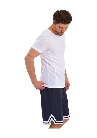 Adams Erkek Polyester Beyaz Şeritli Basketbol Şort 001