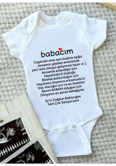 Tuğbababy Baby Babaya Özel Doğum Günü Zıbın Kız Erkek (533427533) Beyaz