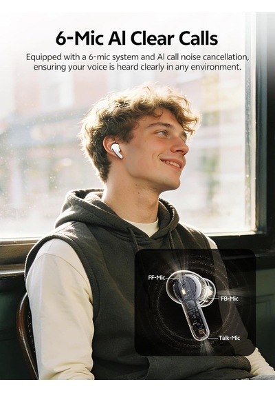 Melobuds N20 Kulak İçi Bluetooth Kulaklık Gürültü Önleyici, -50db Adaptif Gürültü Önlemeli Bluetooth Kulaklık, 6-mic Aı Net Konuşma, 40 Saat Çalma Süresi, Ipx4, Bluetooth 6.0