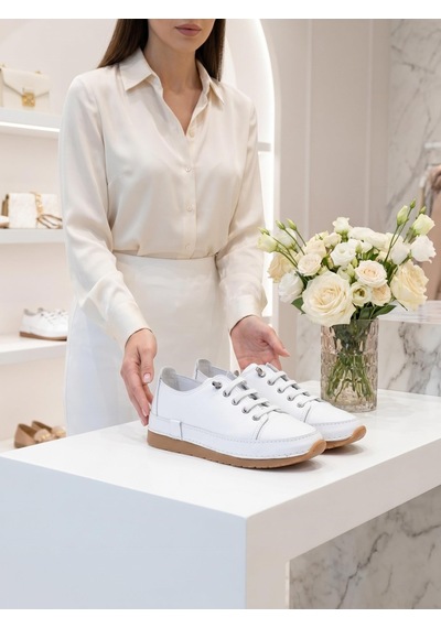 Nesilshoes Nesil Shoes Spil Rc1 Beyaz Hakiki Deri Kadın Ayakkabı