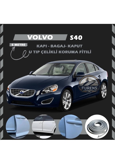 Volvo S40 Oto Araç Kapı Koruma Fitili 5 Metre Parlak Gri Renk