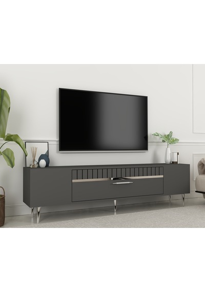 Bakü Tv Sehpası Tv Ünitesi 150 Cm Antrasit Gümüş