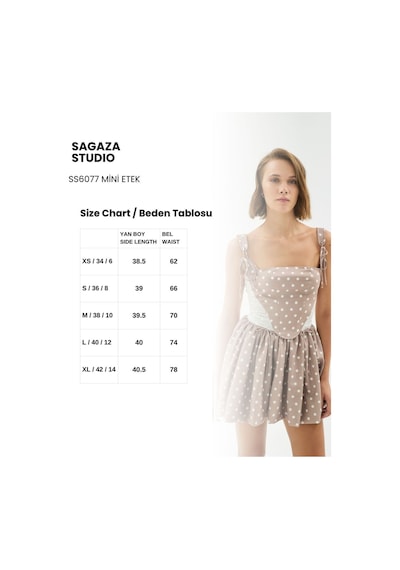 Sagaza Studio Ss6077 Pileli Mini Etek Vizon