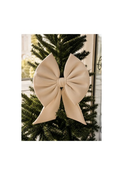 Krem Küçük Fiyonk Yılbaşı Çam Ağacı Süsü 35x30 Cm Dekoratif Kumaş Kurdele Noel Ve Yeni Yıl Dekoru Krem - 918403171
