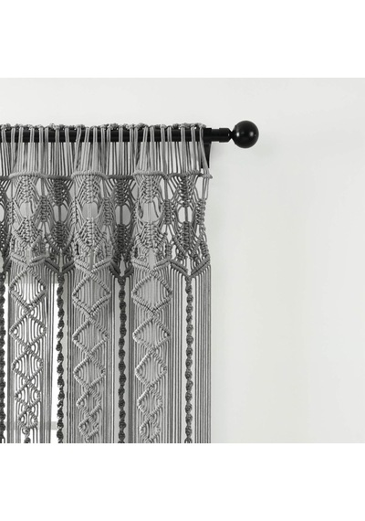 Tr Bohem Makrome Dokulu Pamuk Pencere Perdesi/oda Bölücüsü/kapı/duvar Dekoru, 241 Cm X 101 Cm U X G , Gri