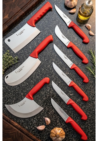 Silver Pro Serisi Mutfak Bıçak Seti 9 Parça Et Ekmek Sebze Soğan Börek Bıçağı Satırı Mfp-245 Çok Renkli