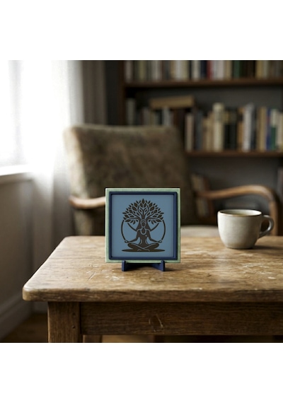 Minimalist Hayat Ağacı Ve Meditasyon Tasarım Obje, Modern Dekorasyonun Estetik İmzası 10x10 Cm