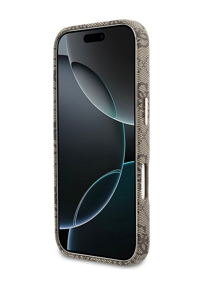 Apple Uyumlu iPhone 17 Pro Max Kılıf Guess Lisanslı M-safeli Script Yazı Logolu 4g Desenli Kapak Kahverengi
