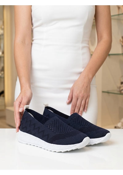 Nesilshoes Nesil Shoes Aky 055 Lacivert Triko Yazlık Kadın Ayakkabı