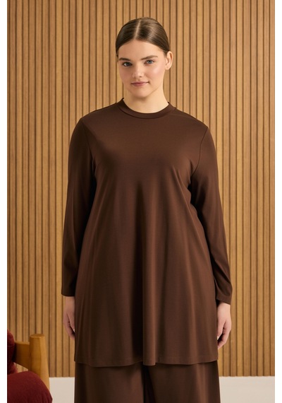Aker Rayon Pijama Üstü Kahverengi Kahverengi