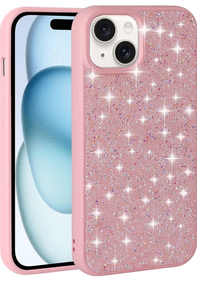 Noktaks - İphone 15 Uyumlu Kılıf Parlak Taşlı Tasarım Pırlanta Kapak - Lila - T30657