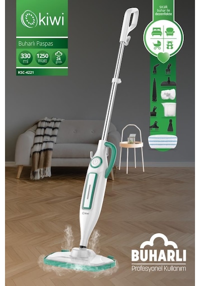 Kiwi KSC-4221 Çok Fonksiyonlu 10 Aparatlı Buharlı Paspas Mop